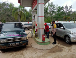 Giat Sambang di SPBU, Polsek RKT Berikan Himbauan Kamtibmas