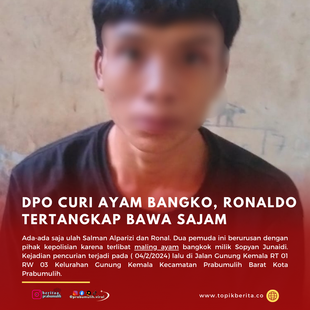Foto : Ronaldo warga Gunung Kemala kembali tertangkap tim beruang madu Polsek Prabumulih Timur usai didapati kepemilikan senjata tajam