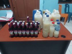 Polsek Cambai Amankan Puluhan Botol Miras