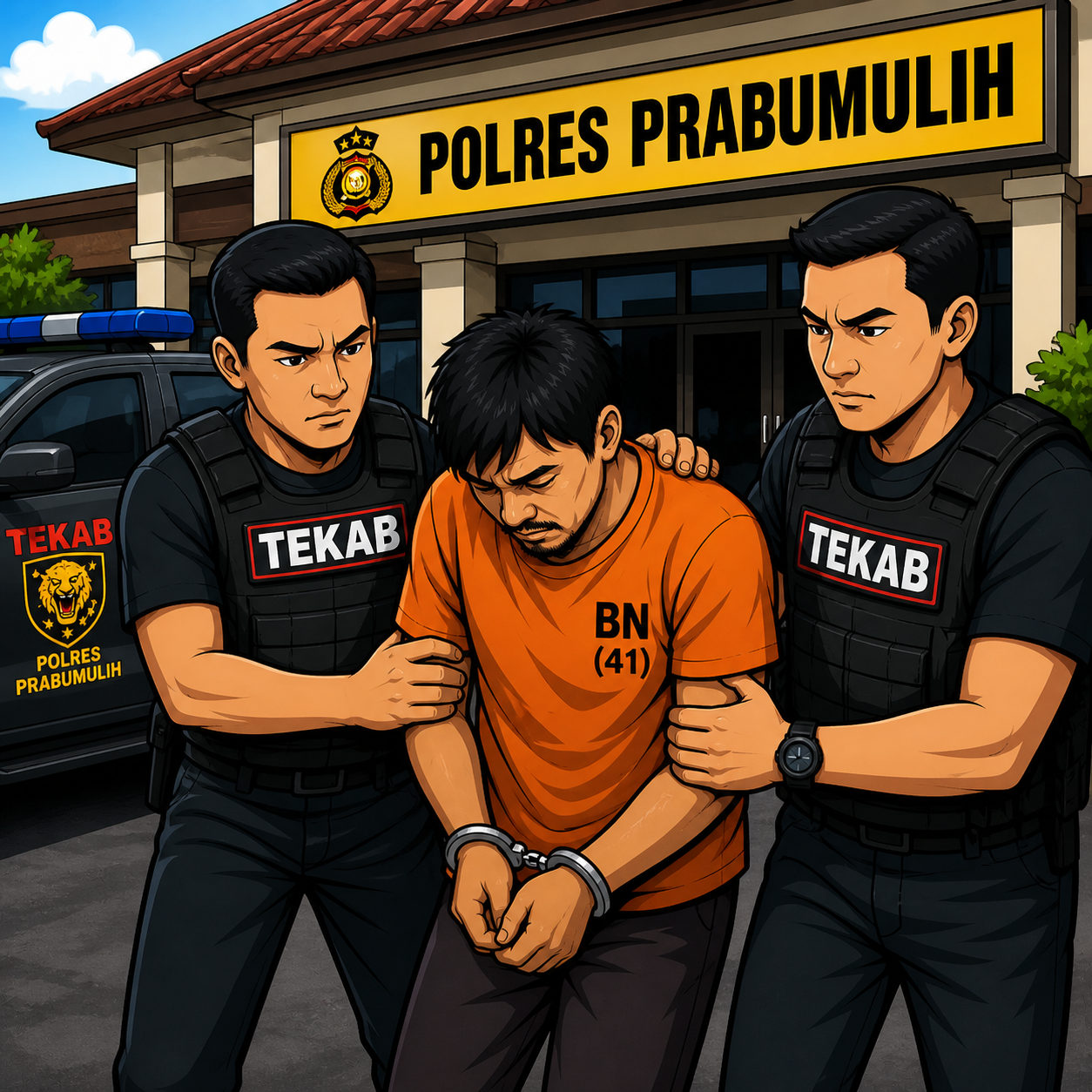 Ilustrasi penangkapan pelaku kriminal di Prabumulih