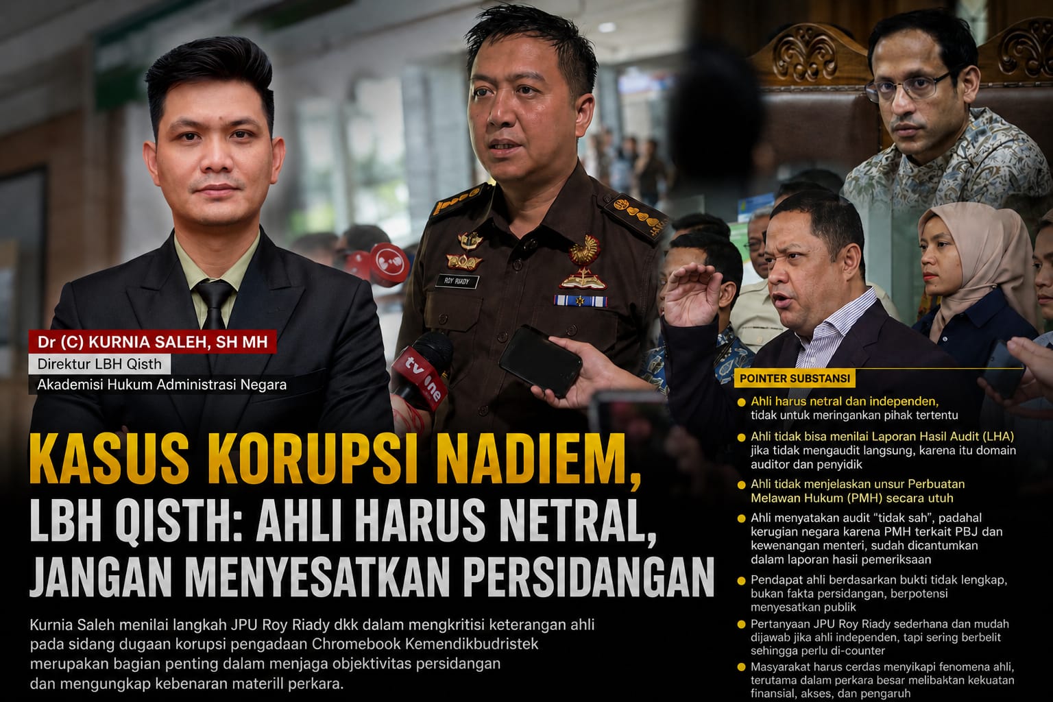 memberikan pernyataan terkait langkah JPU Roy Riady dalam sidang dugaan korupsi Chromebook Kemendikbudristek di Jakarta