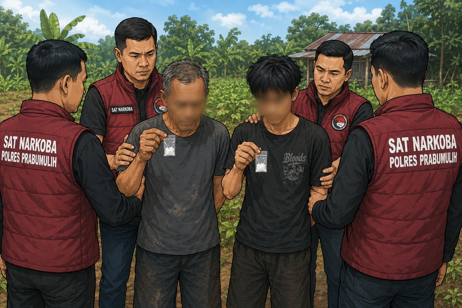 Penggerebekan pesta sabu di Kota Nanas gagal total. Dua pria di Prabumulih diamankan Satresnarkoba