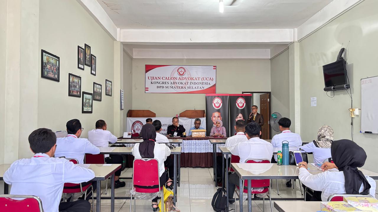 Peserta mengikuti Ujian Calon Advokat Angkatan XIX Tahun 2026 yang digelar DPD KAI Sumatera Selatan di Palembang.