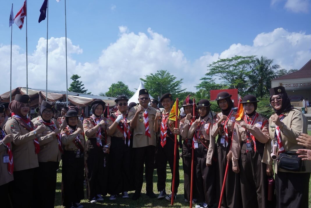 Wali Kota Prabumulih H. Arlan menghadiri pembukaan Jambore Daerah Sumatera Selatan IX Tahun 2026 di Gandus Palembang.