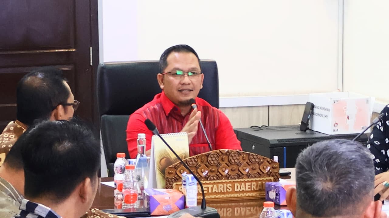 Rapat teknis pembentukan Unit Layanan Terpadu P4GN Kabupaten Musi Banyuasin yang dipimpin Asisten I Setda Muba H Ardiansyah bersama OPD terkait dan BNN.
