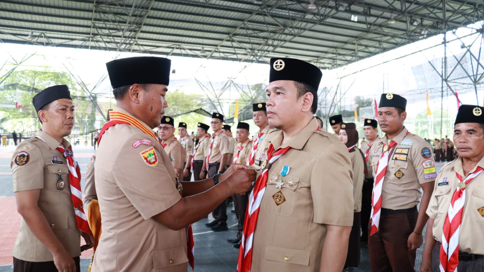 Pelantikan serentak 308 pengurus Gerakan Pramuka dari 7 Kwartir Ranting Kabupaten Musi Banyuasin masa bakti 2026-2029 di Stable Berkuda Sekayu.