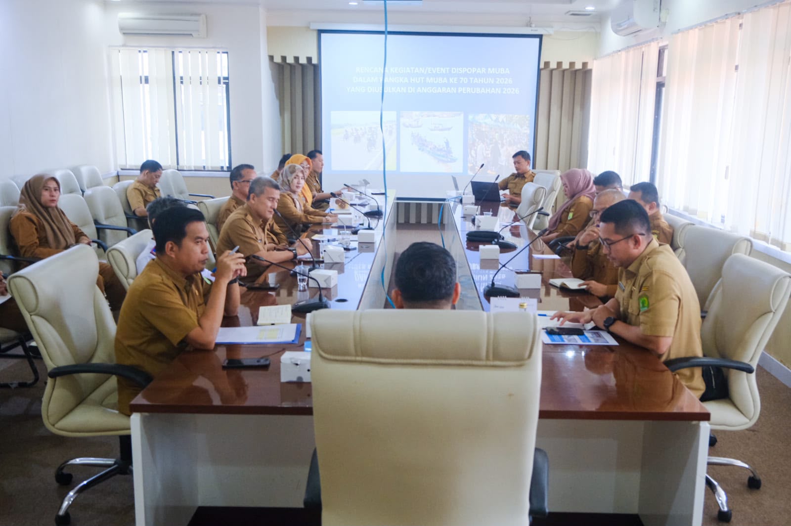 Rapat persiapan Hari Jadi ke-70 Kabupaten Musi Banyuasin di Ruang Rapat Randik Sekayu.
