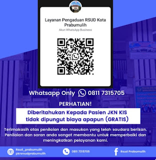 Layanan pengaduan dan informasi RSUD Kota Prabumulih melalui WhatsApp.
