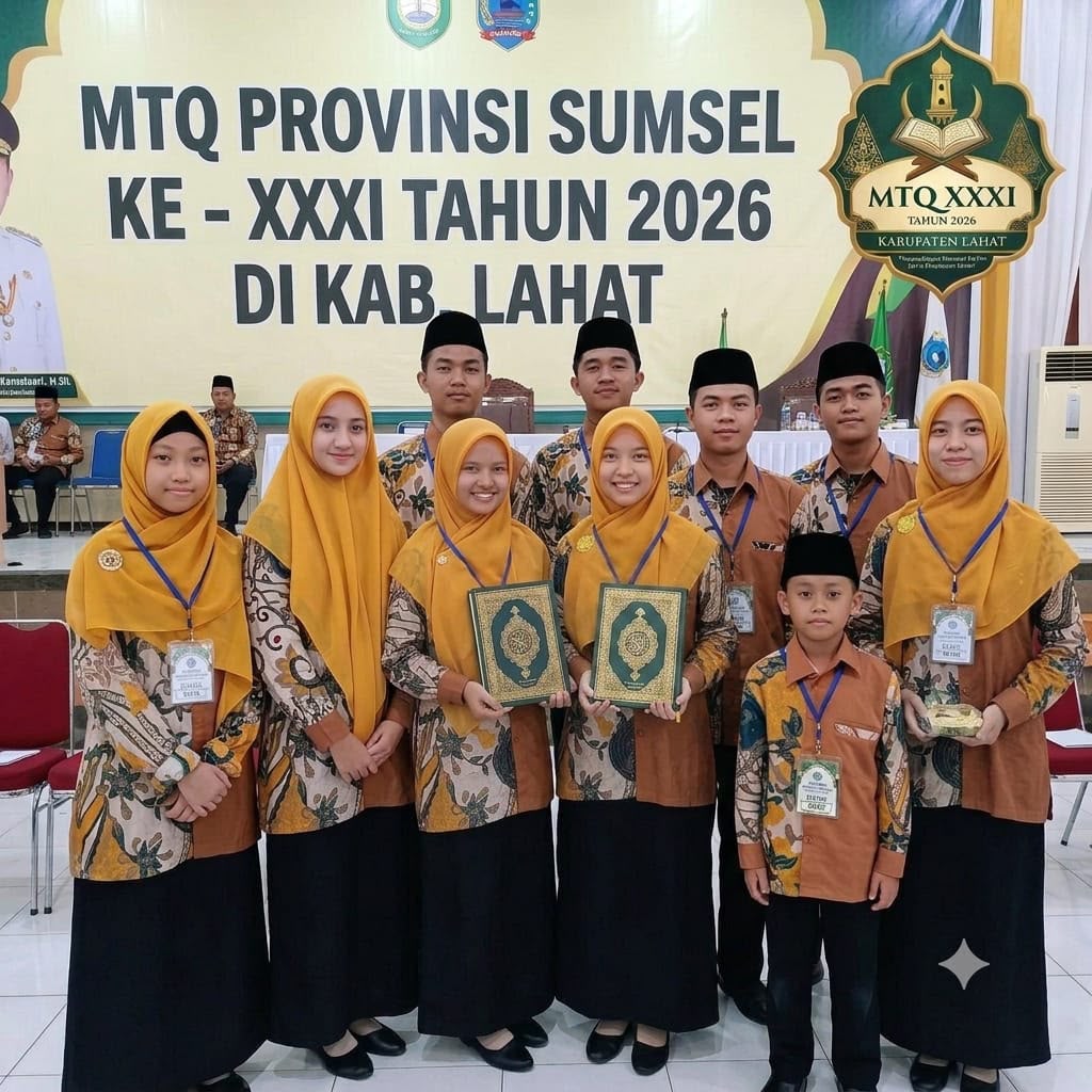 Kafilah Kabupaten Musi Banyuasin yang berhasil meloloskan 13 peserta ke Grand Final MTQ Tingkat Provinsi Sumatera Selatan 2026 di Kabupaten Lahat.